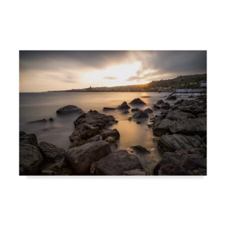 Trademark Fine Art Giuseppe Torre 'Golden Sunset Rocks' Canvas Art, 16x24 ALI35300-C1624GG